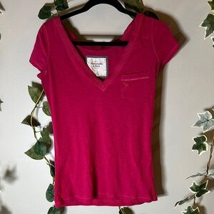 Abercrombie & Fitch Fuchsia V-Neck Tee